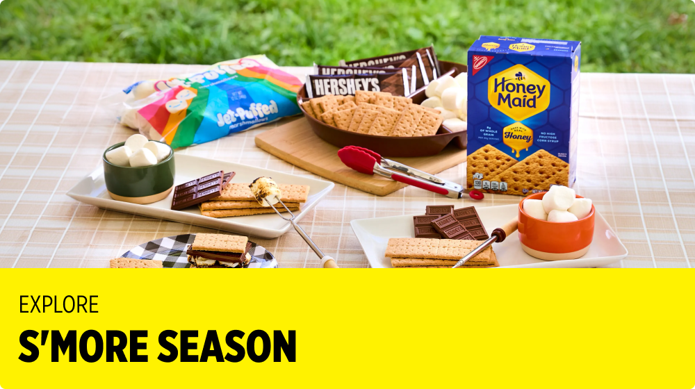 Explore S’More Season — graham crackers, marshmallows, and chocolate for s’mores