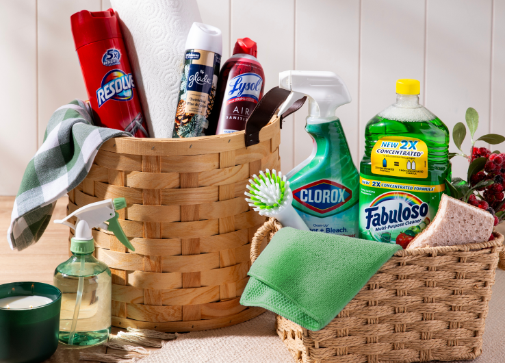 Trusted cleaning products featuring Resolv, Glade, Lysol, Clorox and Fabuloso household essentials