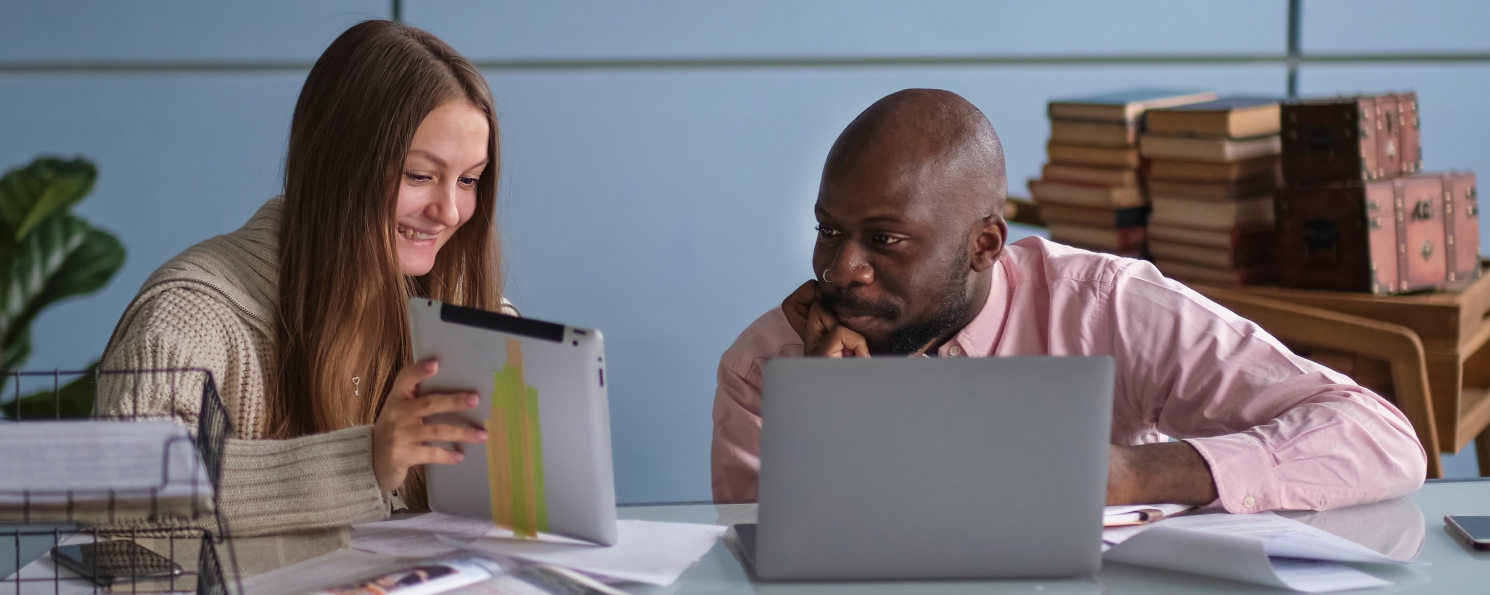 Man and woman working