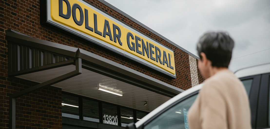 Woman outside of Dollar General
